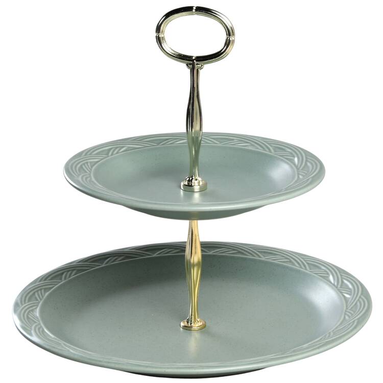 Acadia Cypress 6 5/8"-10"  2 Tiered Serving Tray (Dp, Sp) HC
