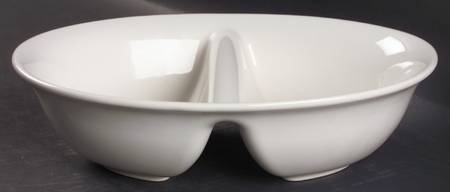 Acadia White 10" Oval Divided Vegetable Bowl
