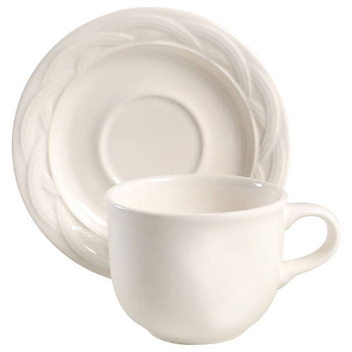 Acadia White Flat Cup & Saucer Set