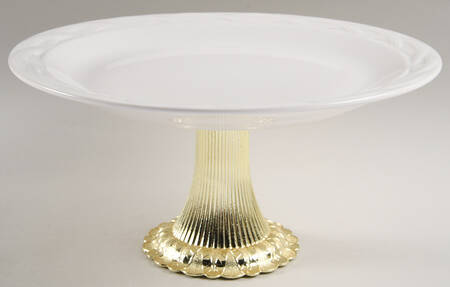 Acadia White Cake Stand with 4"-5" Metal Pedestal  Hc