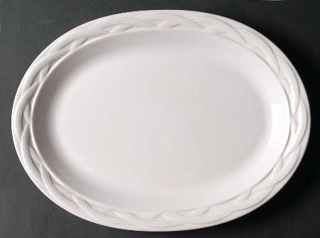 Acadia White 12" Oval Serving Platter