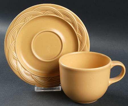Acadia Wheat Gold Flat Cup & Saucer Set