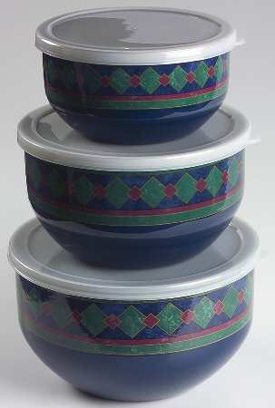 Amalfi Classic 3 Pc Metal Bowl & Plastic Lid (5 3/4", 7", 7 3/4")