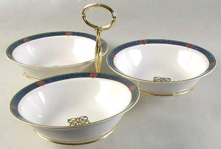 Amalfi Classic 7" x 12" 3-Part Relish & Metal Stand (CERC) HC