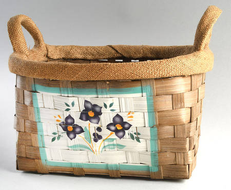 April 12" Basket W/Burlap Handles