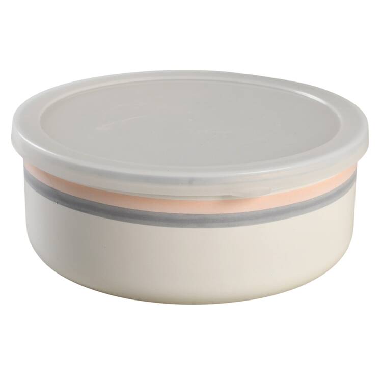 Aura Pink 71/4" Metal Bowl W/Plastic Lid