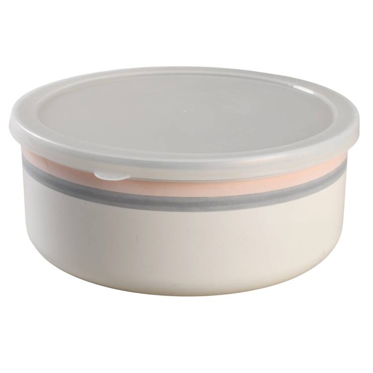 Aura Pink 6 5/8" Metal Bowl W/Plastic Lid