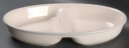 Aura Pink 12" Oval Divided Vegetable Bowl