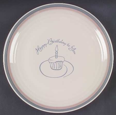 Aura Pink "Happy Birthday" Dinner Plate