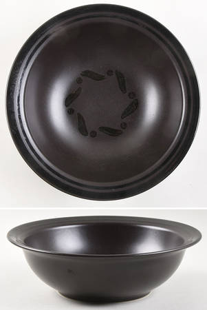 Black Pinwheels 9" Round Vegetable Bowl
