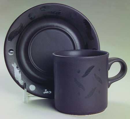 Black Pinwheels Flat Cup & Saucer Set