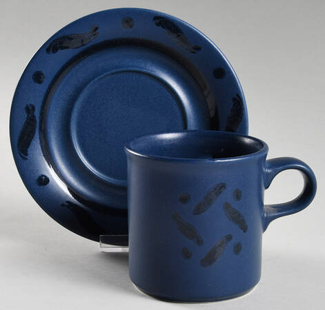 Blue Pinwheels Flat Cup & Saucer Set