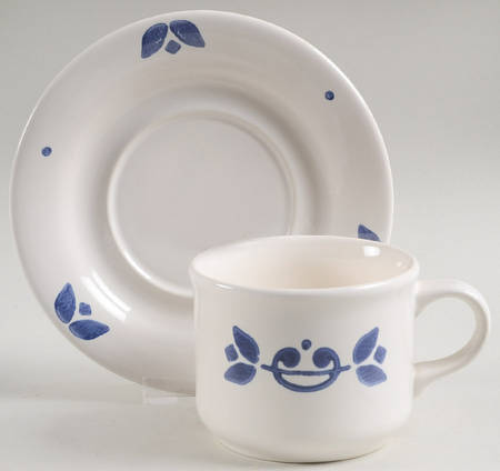 Blue Tulip Flat Cup & Saucer Set