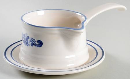 Blue Village Gravy Boat & Underplate