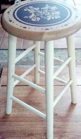 Blue Village Wood Bar Stool