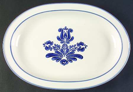Blue Village 14" Oval Serving Platter