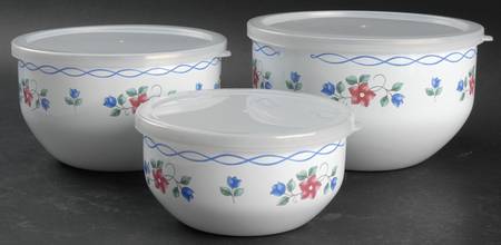 Bonnie Brae 3 Pc Metal Bowl & Plastic Lid (5 3/4", 7", 7 3/4")