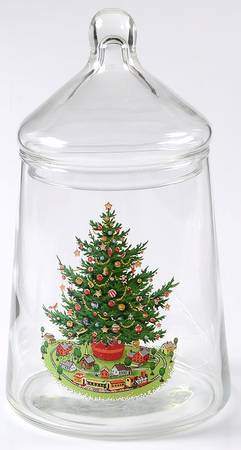 Christmas Heritage Glassware Candy Jar & Lid