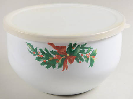 Christmas Heritage 7" Metal Bowl & Plastic Lid