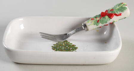 Christmas Heritage Hors d'Oeuvre Set (Tray and Fork)