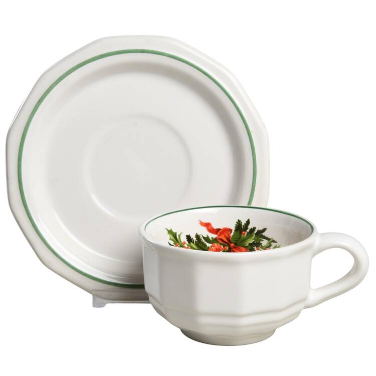 Christmas Heritage Flat Cup & Saucer Set