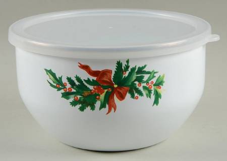 Christmas Heritage 7" Metal Bowl & Plastic Lid