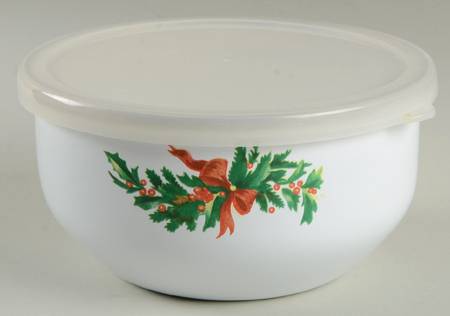 Christmas Heritage 6" Metal Bowl W/Plastic Lid