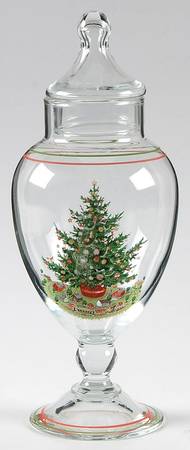 Christmas Heritage Glassware Candy Jar & Lid