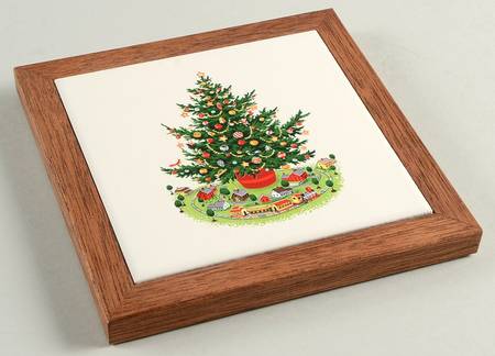 Christmas Heritage Square Wood Frame  Trivet