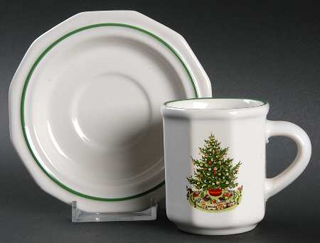 Christmas Heritage Flat Demitasse Cup & Saucer Set