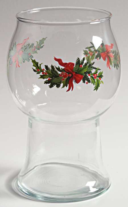 Christmas Heritage Glass Pillar Float Candleholder by Pfaltzgraff