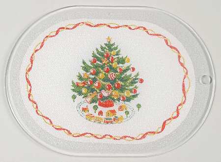 Christmas Heritage Small Oval Acrylic Cutting Board