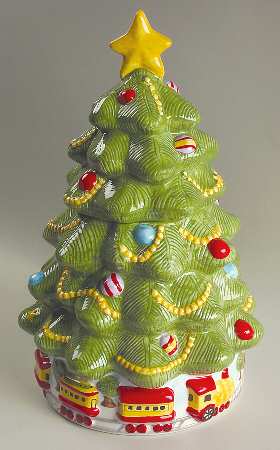 Christmas Heritage Sculpted Cookie Jar & Lid