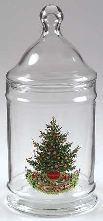 Christmas Heritage Glassware Candy Jar & Lid