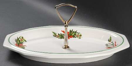 Christmas Heritage Oval Serving Plate with Handle