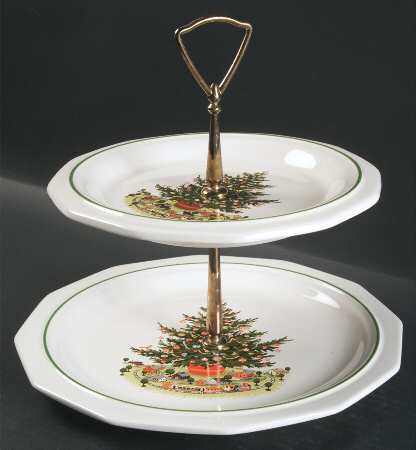 Christmas Heritage 2 Tiered Serving Tray (Dinner & Salad Plate)