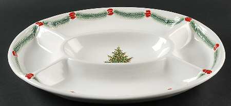 Christmas Heritage 5 Part Oval Divided Server