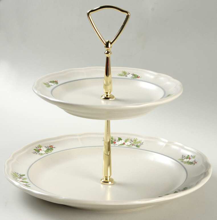 Christmas Heirloom 2 Tiered Serving Tray (Dinner & Salad Plate)