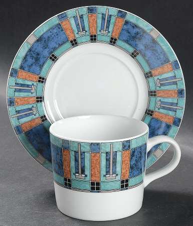 Cityscape Flat Cup & Saucer Set