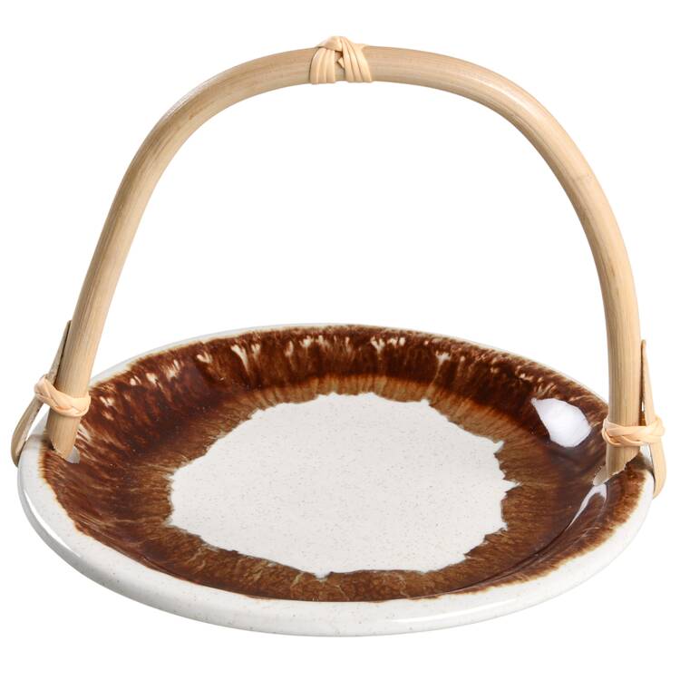 Country Casual 5 3/8"-5 5/8" Bamboo Handled Serving Plate  HC