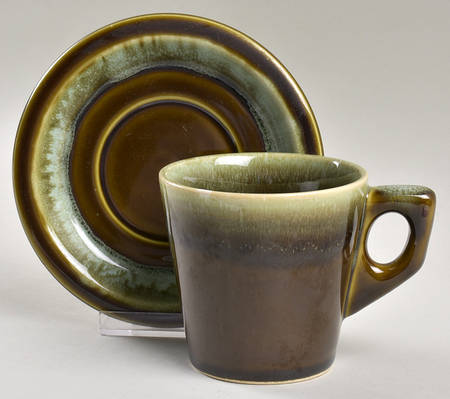 Copper Green Flat Cup & Saucer Set