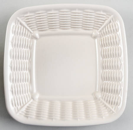 Color Medley Buff Matte Open Candy Dish with Wicker Trim