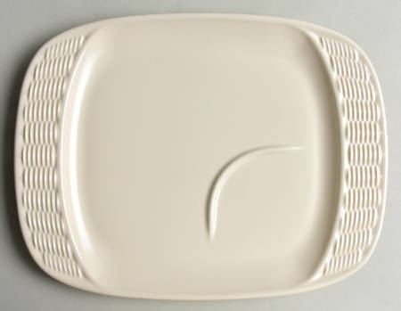 Color Medley Buff Matte Rectangular Basketweave Snack Tray