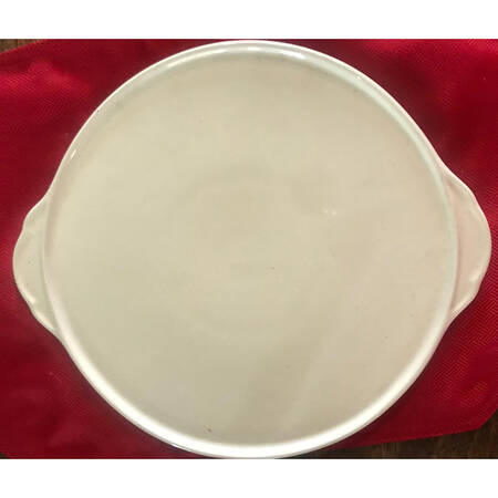 Color Medley Buff Matte Handled Cake Plate