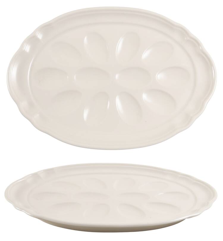 Color Medley Buff Matte Deviled Egg Plate