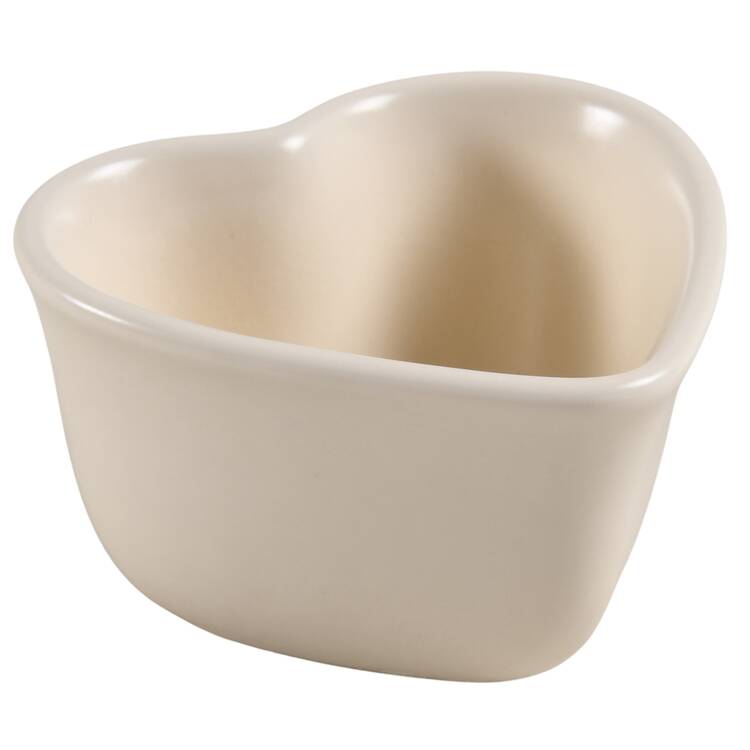 Color Medley Buff Matte Heart Shaped Custard Cup