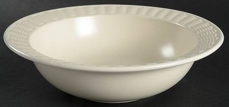 Color Medley Buff Matte Serving Bowl with Wicker Trim