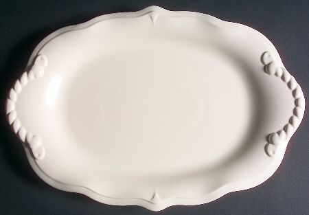 Color Medley Buff Matte 16" Sculpted Oval Serving Platter