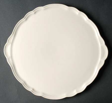 Color Medley Buff Matte Handled Cake Plate
