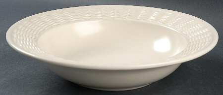 Color Medley Buff Matte Large Bowl with Wicker Trim